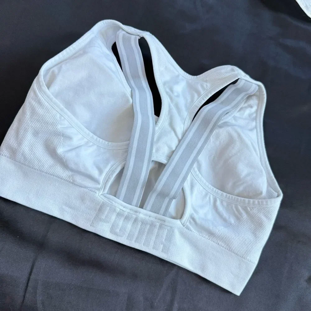 Puma Women's Classic White Sports Bra‎ Large